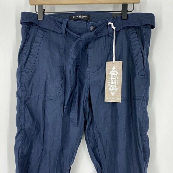 Liverpool Pants Dave Crop Linen Straight - Picture 2 of 10